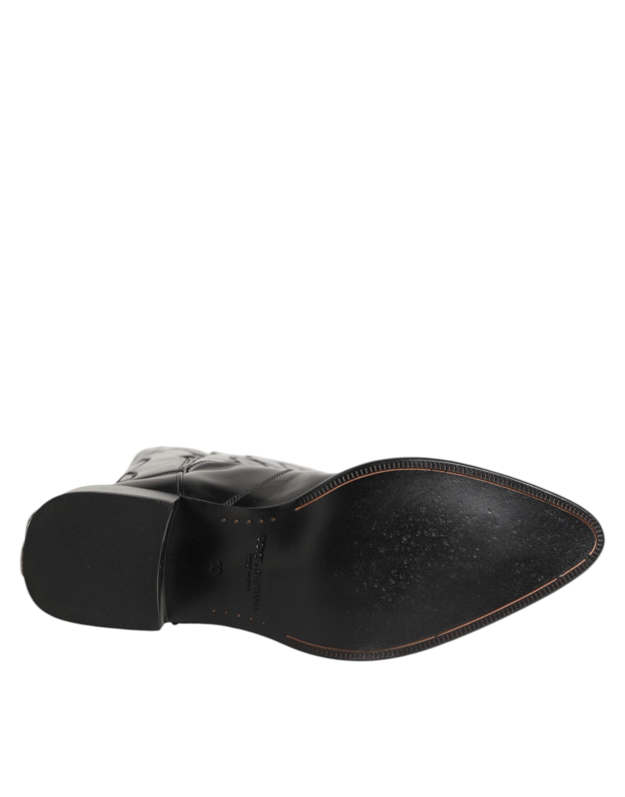 Dolce & Gabbana Schwarz Leder Over The Calf Biker Stiefel Schuhe