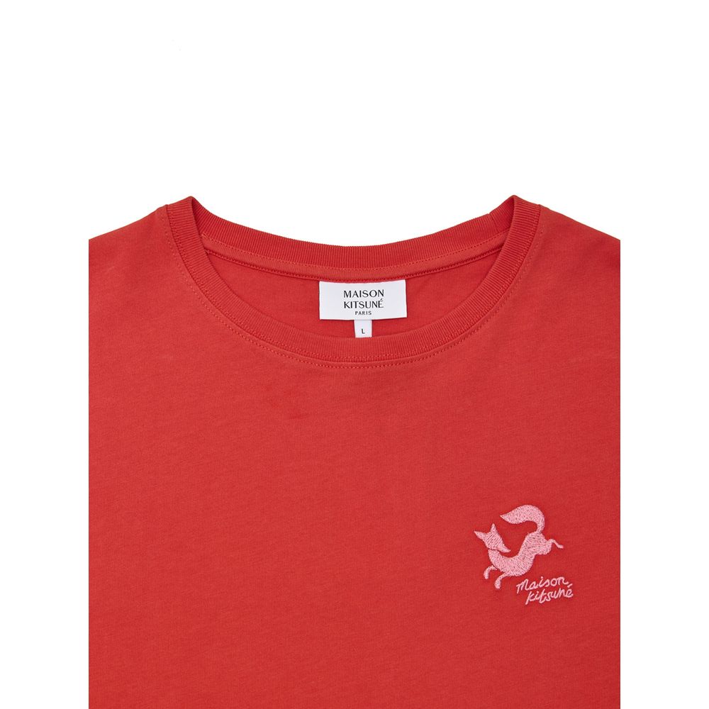 Maison Kitsuné T-Shirt aus roter Baumwolle