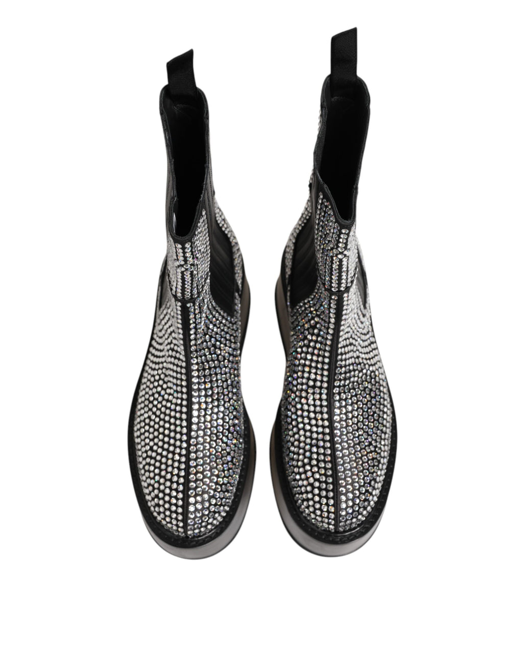 Dolce & Gabbana Schwarz Crystal Strass Mid Calf Kurze Stiefel Schuhe