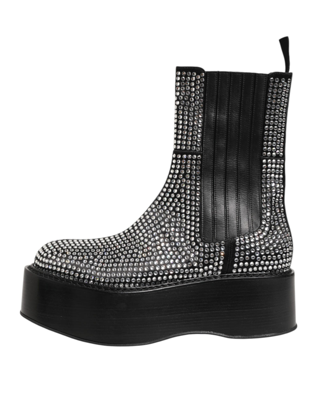 Dolce & Gabbana Schwarz Crystal Strass Mid Calf Kurze Stiefel Schuhe