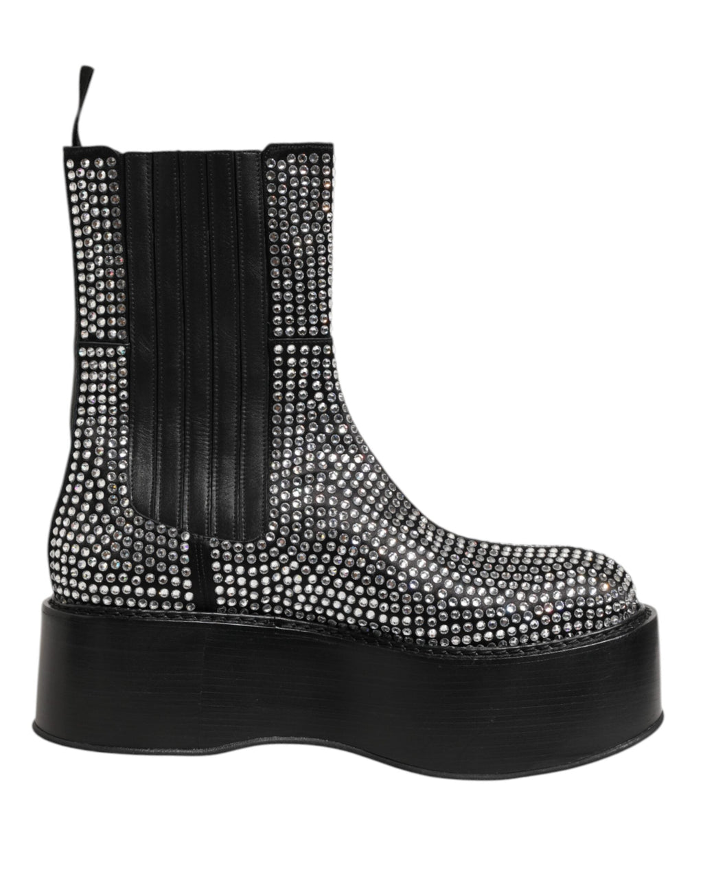 Dolce & Gabbana Schwarz Crystal Strass Mid Calf Kurze Stiefel Schuhe