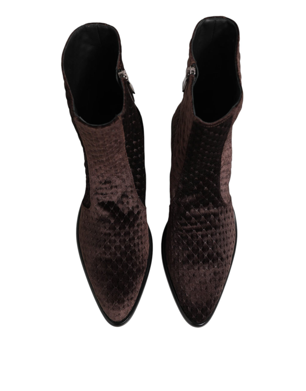 Dolce & Gabbana Braun Baumwolle Samt Mid Calf Kurze Stiefel Schuhe