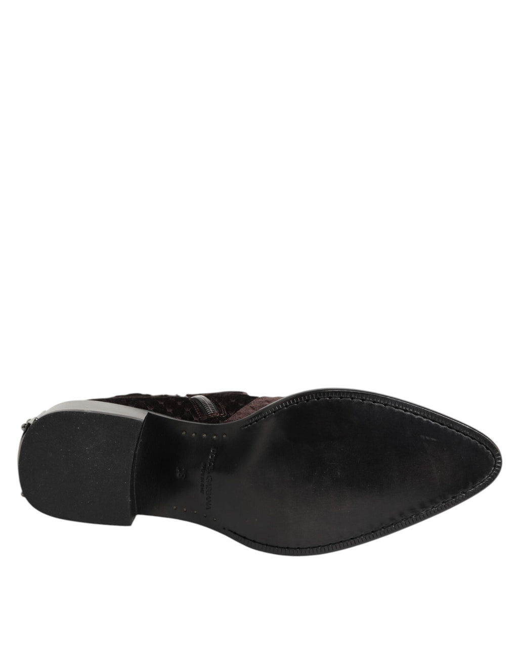 Dolce & Gabbana Braun Baumwolle Samt Mid Calf Kurze Stiefel Schuhe