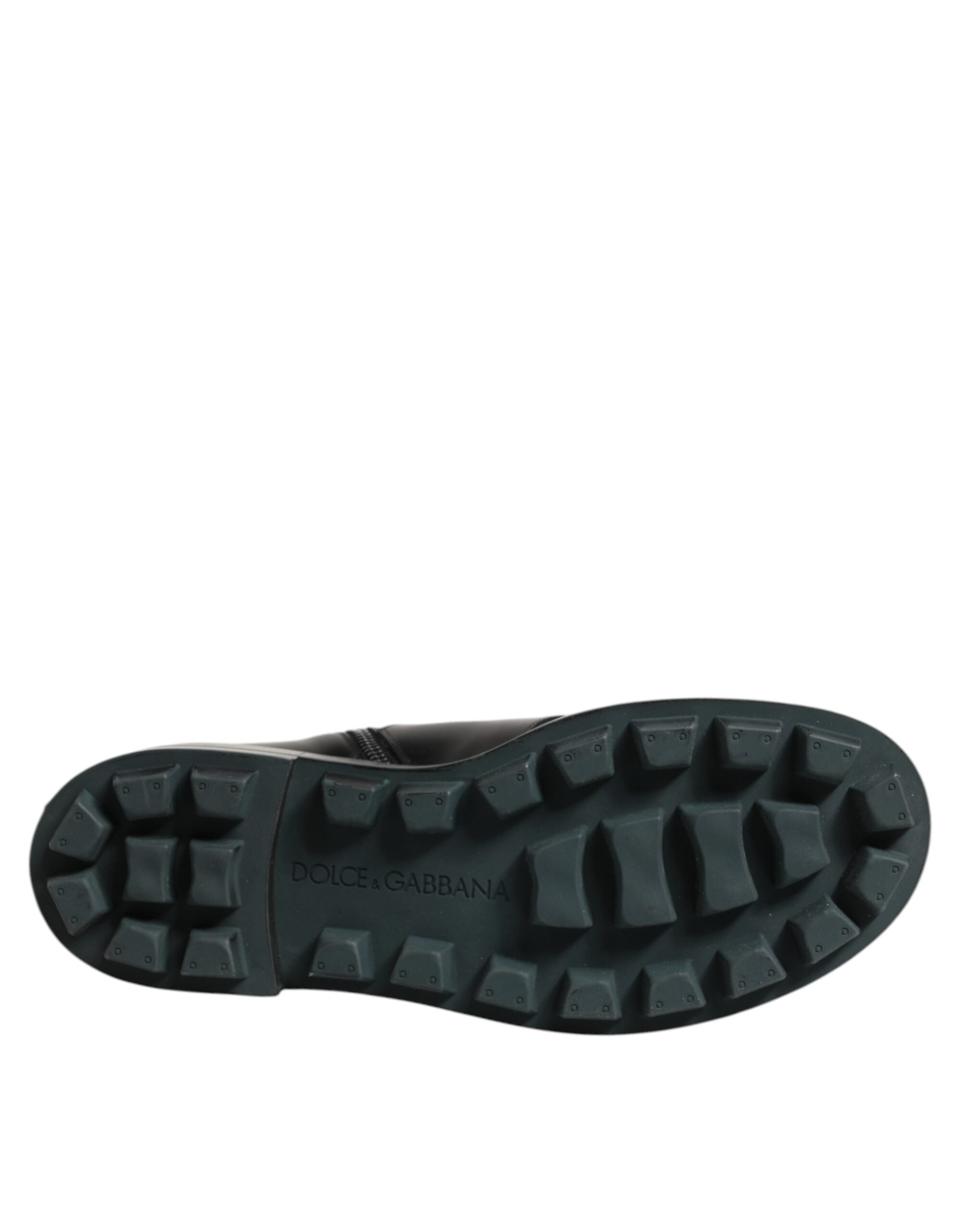 Dolce & Gabbana Schwarze Logo-Plakette Mid Calf Biker Boots Schuhe