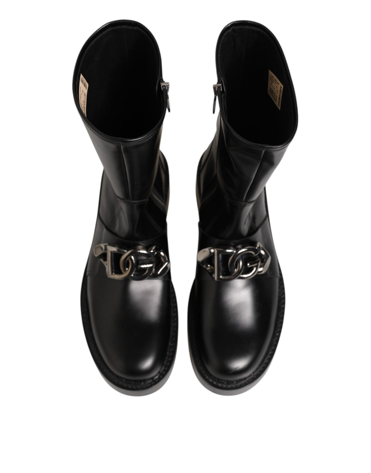 Dolce & Gabbana Zwarte Logoplaat Halfhoge Bikerlaarzen Schoenen