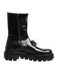 Dolce & Gabbana Zwarte Logoplaat Halfhoge Bikerlaarzen Schoenen