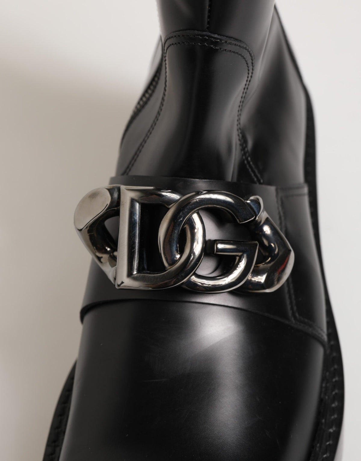 Dolce & Gabbana Zwarte Logoplaat Halfhoge Bikerlaarzen Schoenen