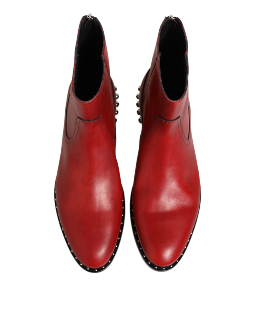 Dolce & Gabbana Rote beschlagene kurze Chelsea-Stiefel Schuhe