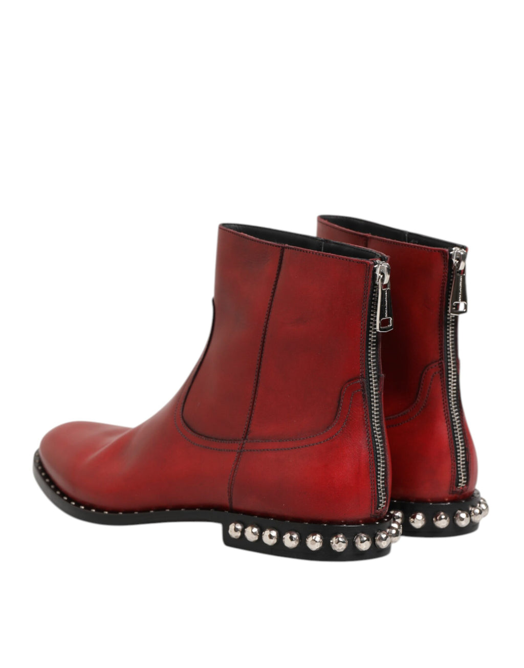Dolce & Gabbana Rote beschlagene kurze Chelsea-Stiefel Schuhe