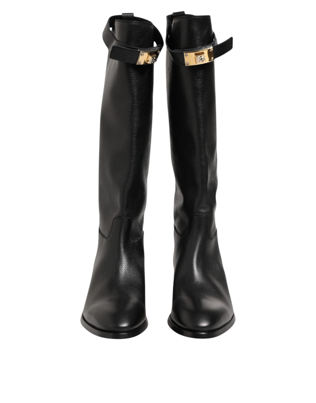 Dolce & Gabbana Schwarzes Logo Plaque Over The Calf Stiefel Schuhe