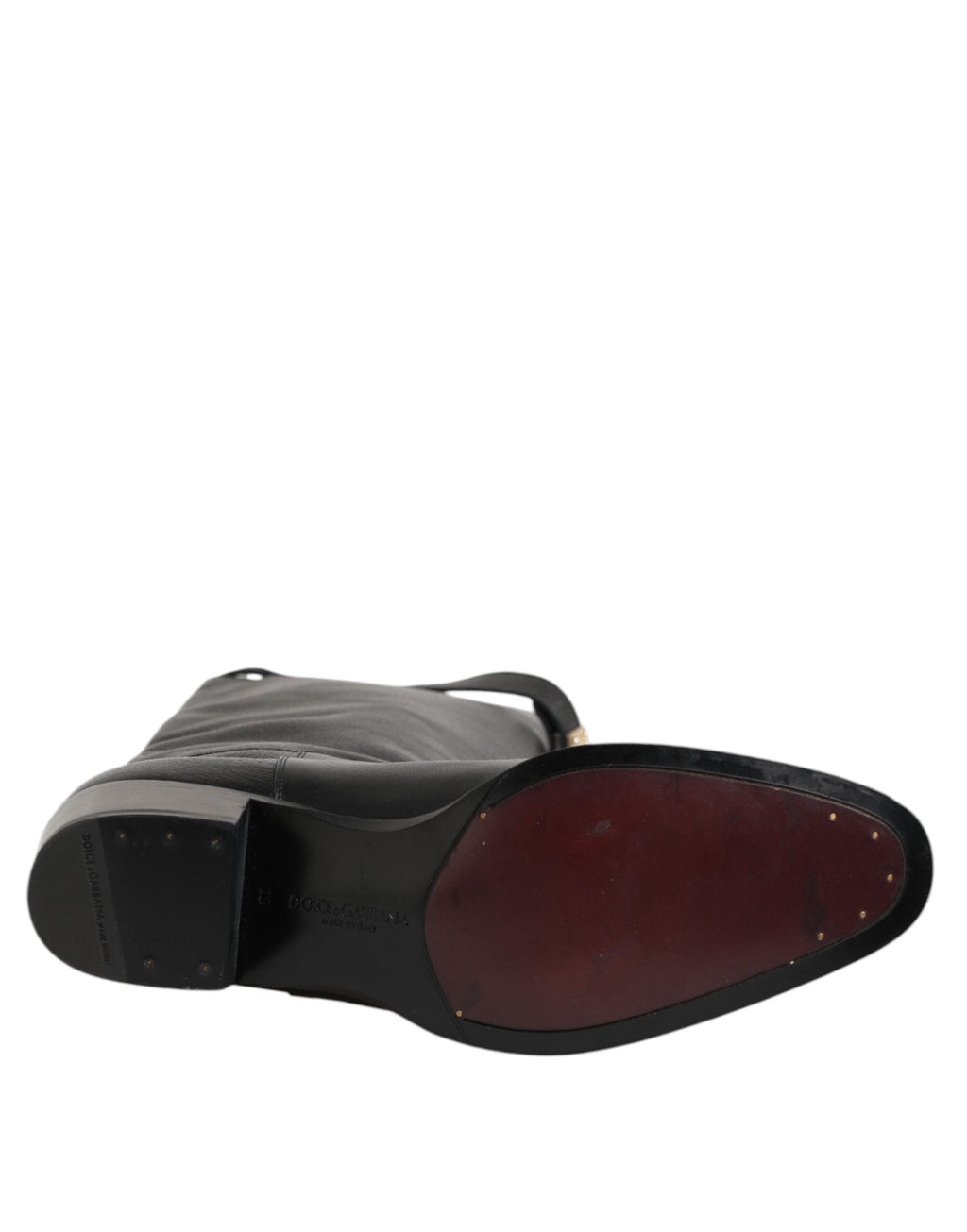 Dolce & Gabbana Schwarzes Logo Plaque Over The Calf Stiefel Schuhe