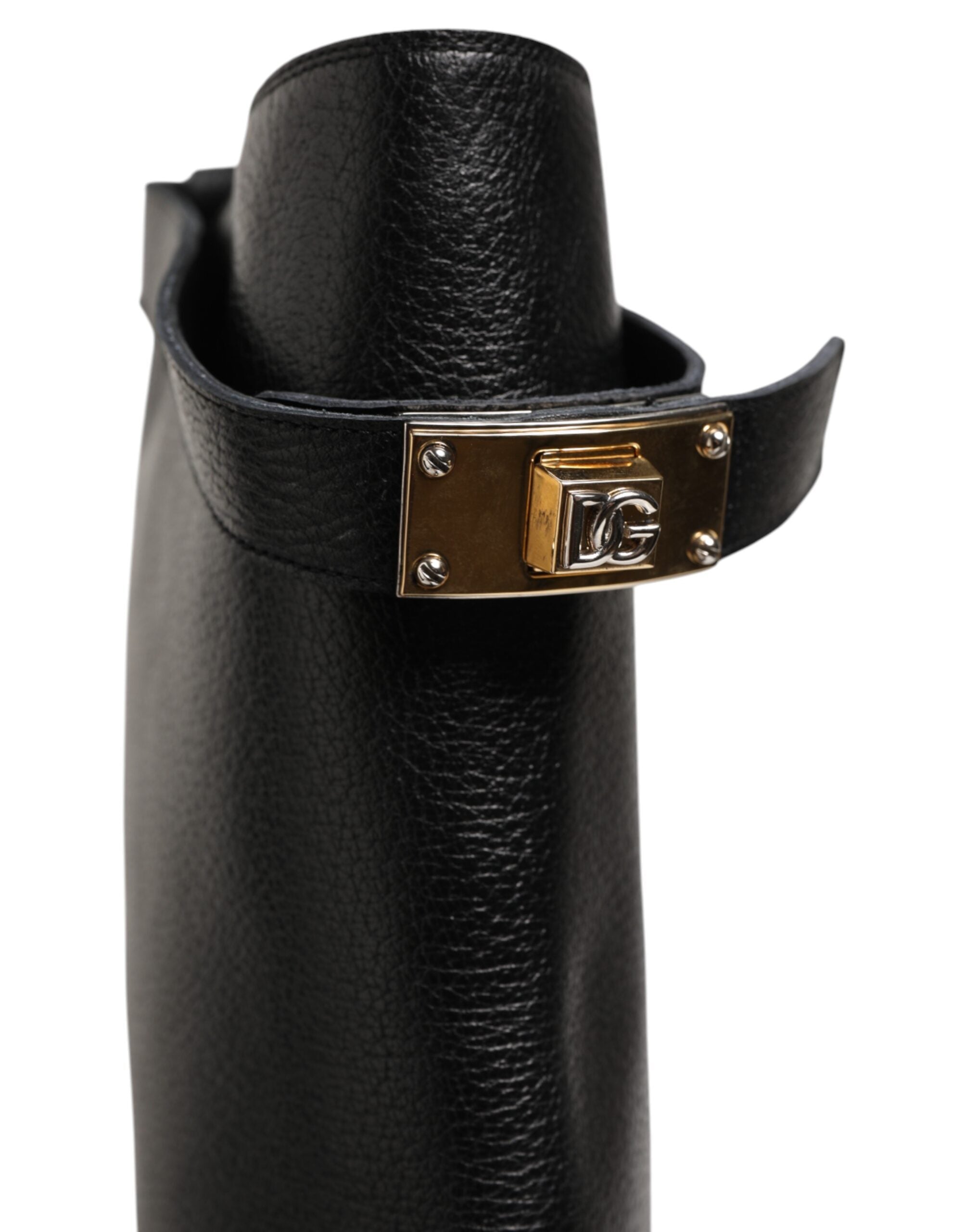 Dolce & Gabbana Schwarzes Logo Plaque Over The Calf Stiefel Schuhe