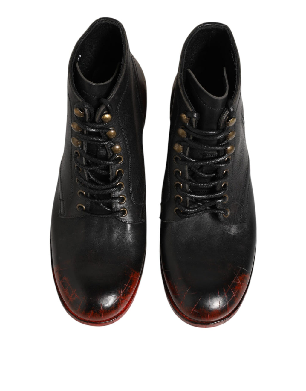 Dolce & Gabbana Schwarze Rote Schnürstiefeletten Kurzstiefel Schuhe