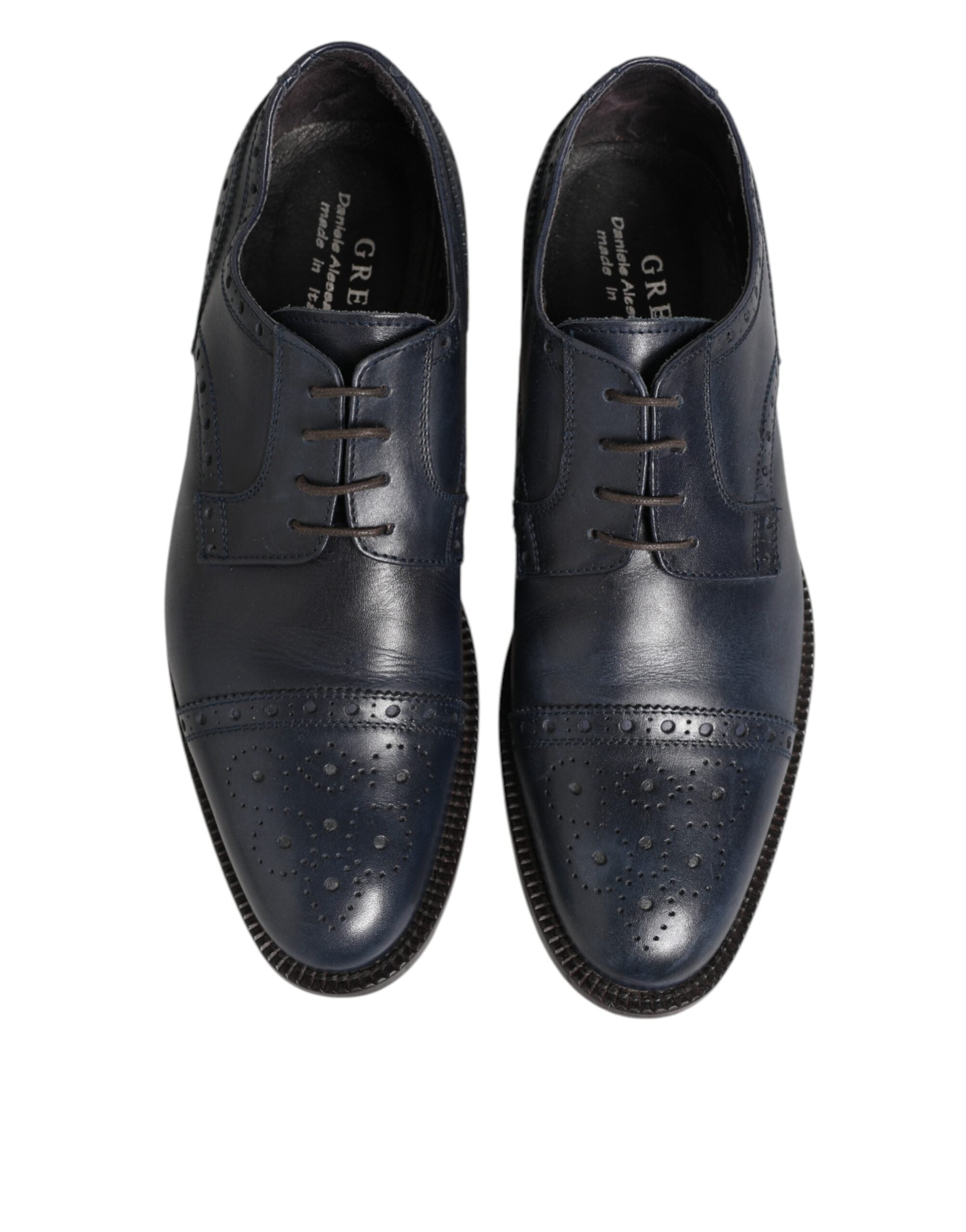 Daniele Alessandrini Blaue Leder Wingtip Schnürschuhe Formal Derby Schuhe