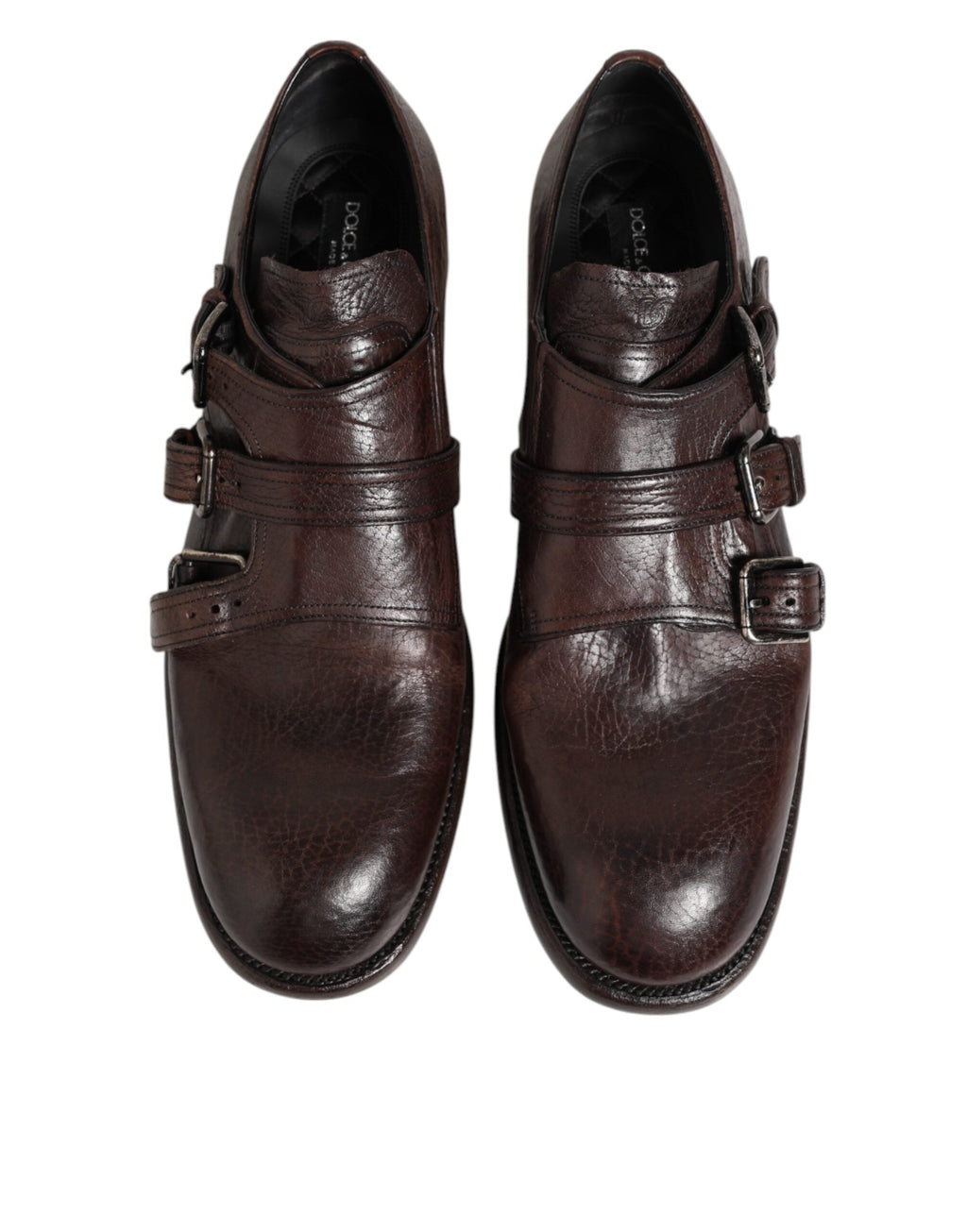 Dolce & Gabbana Braune Leder Monk Strap Formelle Derby Schuhe