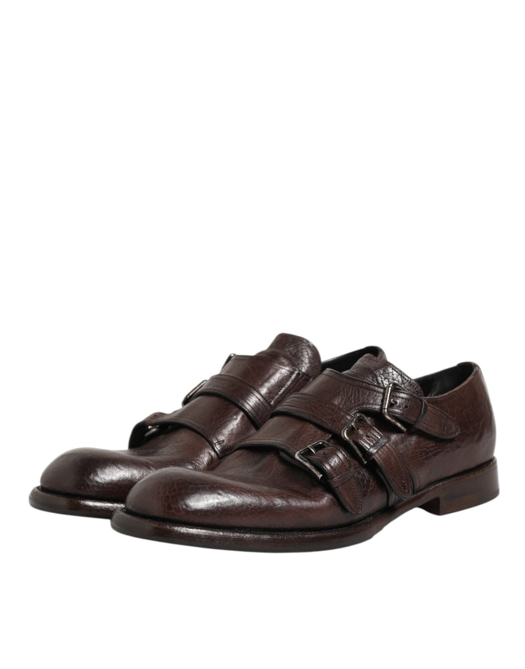 Dolce & Gabbana Braune Leder Monk Strap Formelle Derby Schuhe