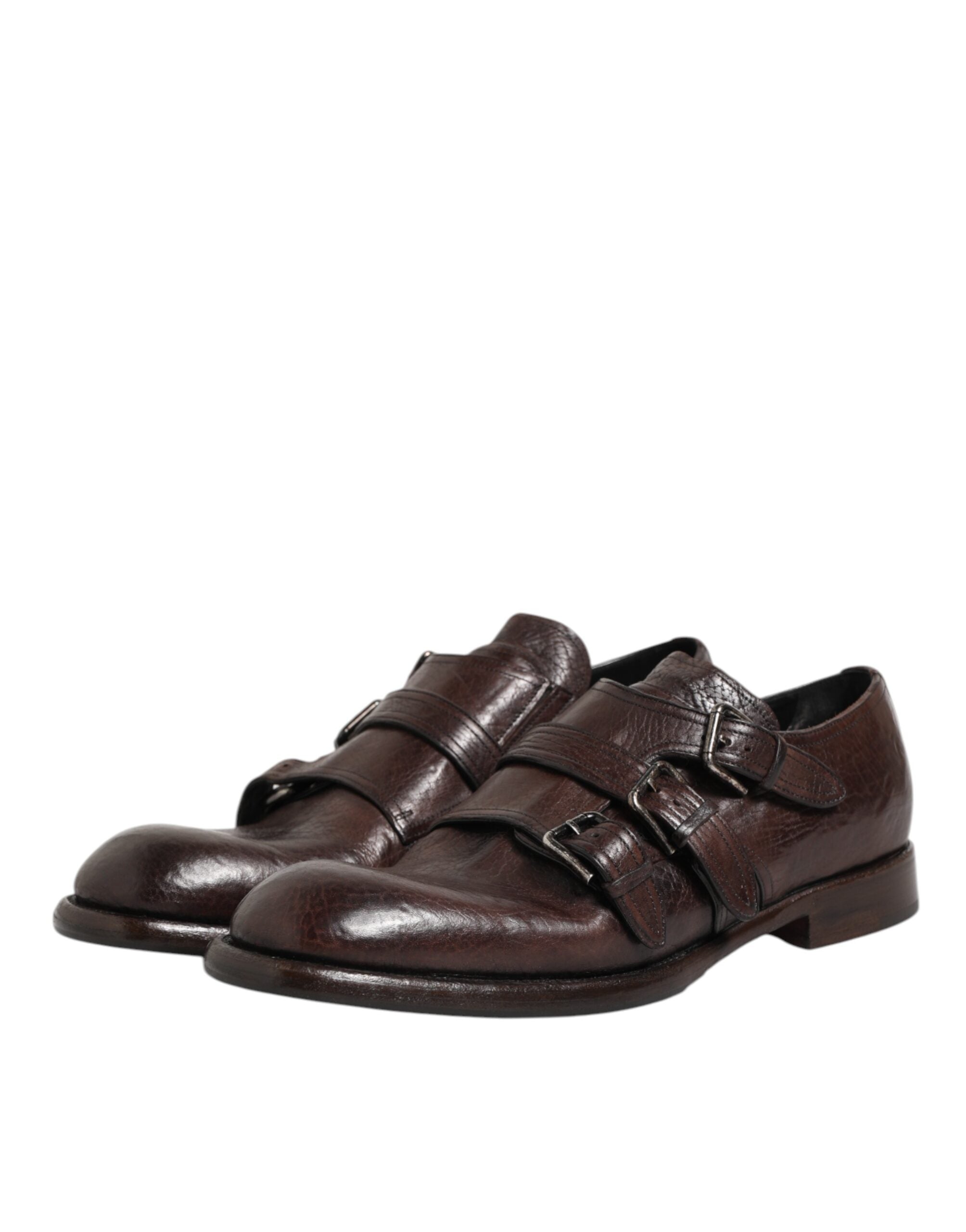 Dolce & Gabbana Braune Leder Monk Strap Formelle Derby Schuhe