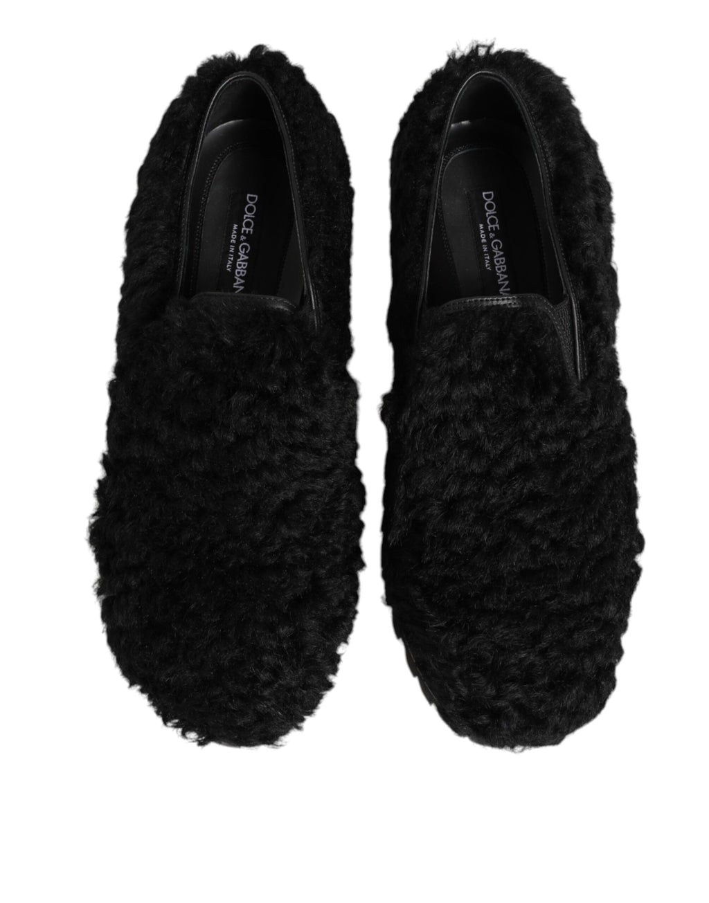 Dolce & Gabbana Jurk Zwart Bont Leren Slippers Herenschoenen
