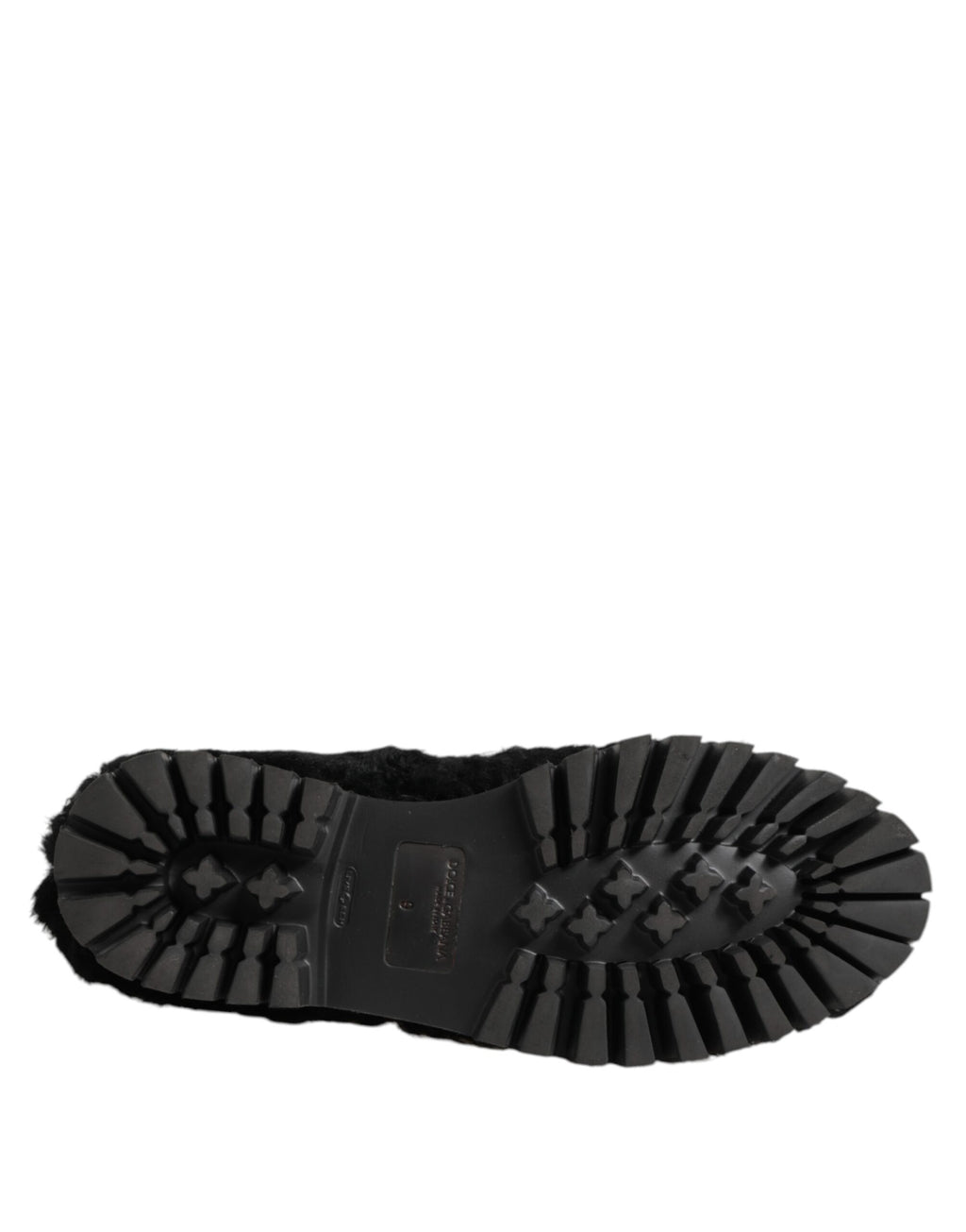 Dolce & Gabbana Jurk Zwart Bont Leren Slippers Herenschoenen