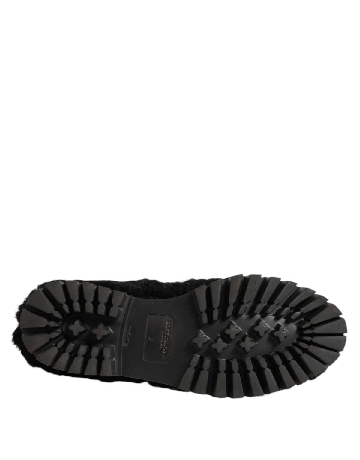 Dolce & Gabbana Jurk Zwart Bont Leren Slippers Herenschoenen