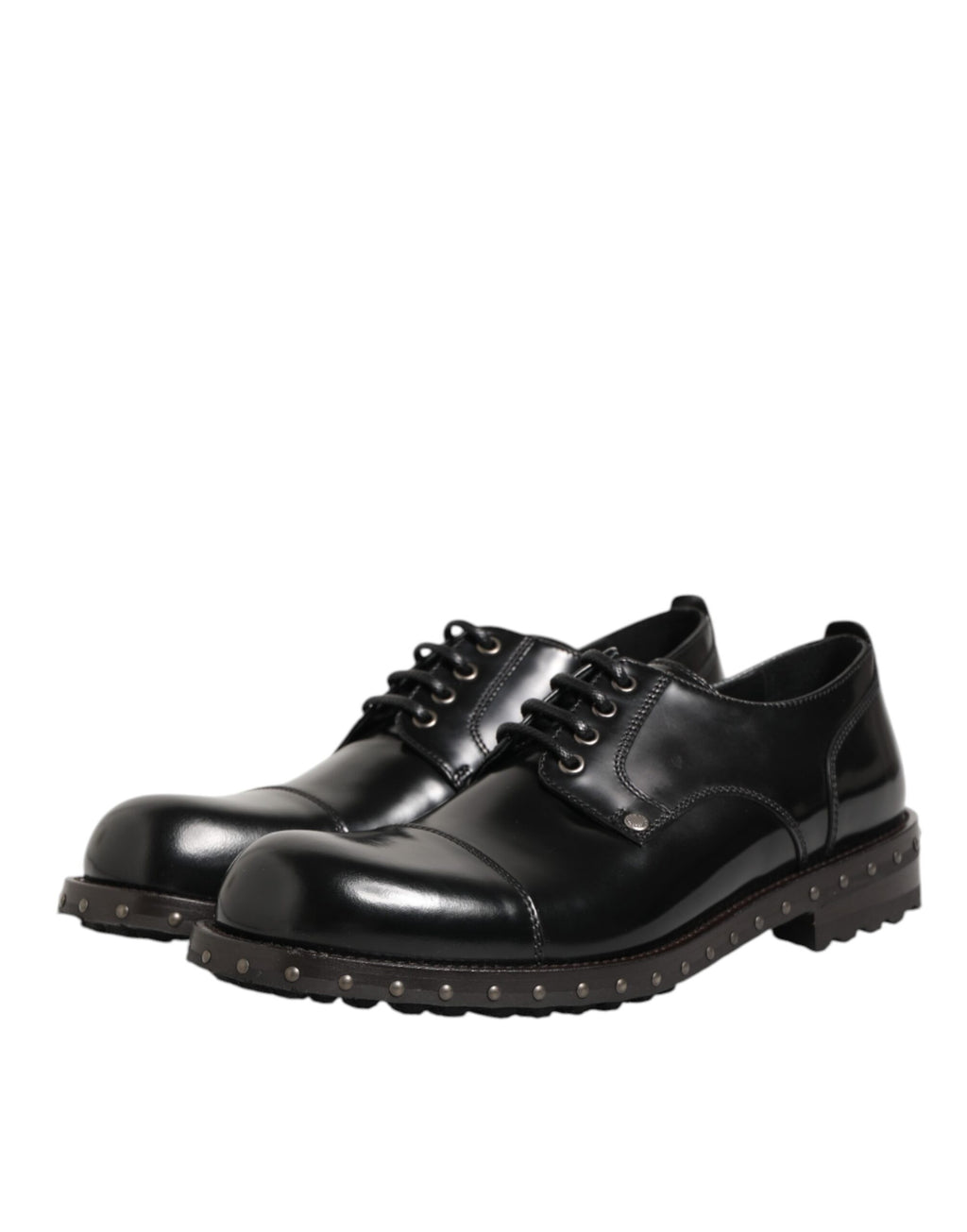 Dolce & Gabbana Schwarzes Leder beschlagene Männer formelle Derby Schuhe