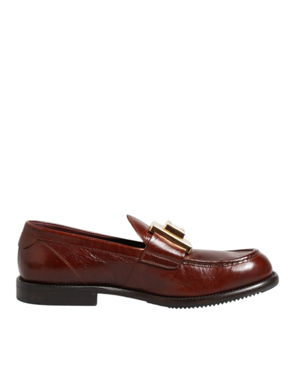 Dolce & Gabbana Braun Leder Logo Slip On Männer Kleid Schuhe