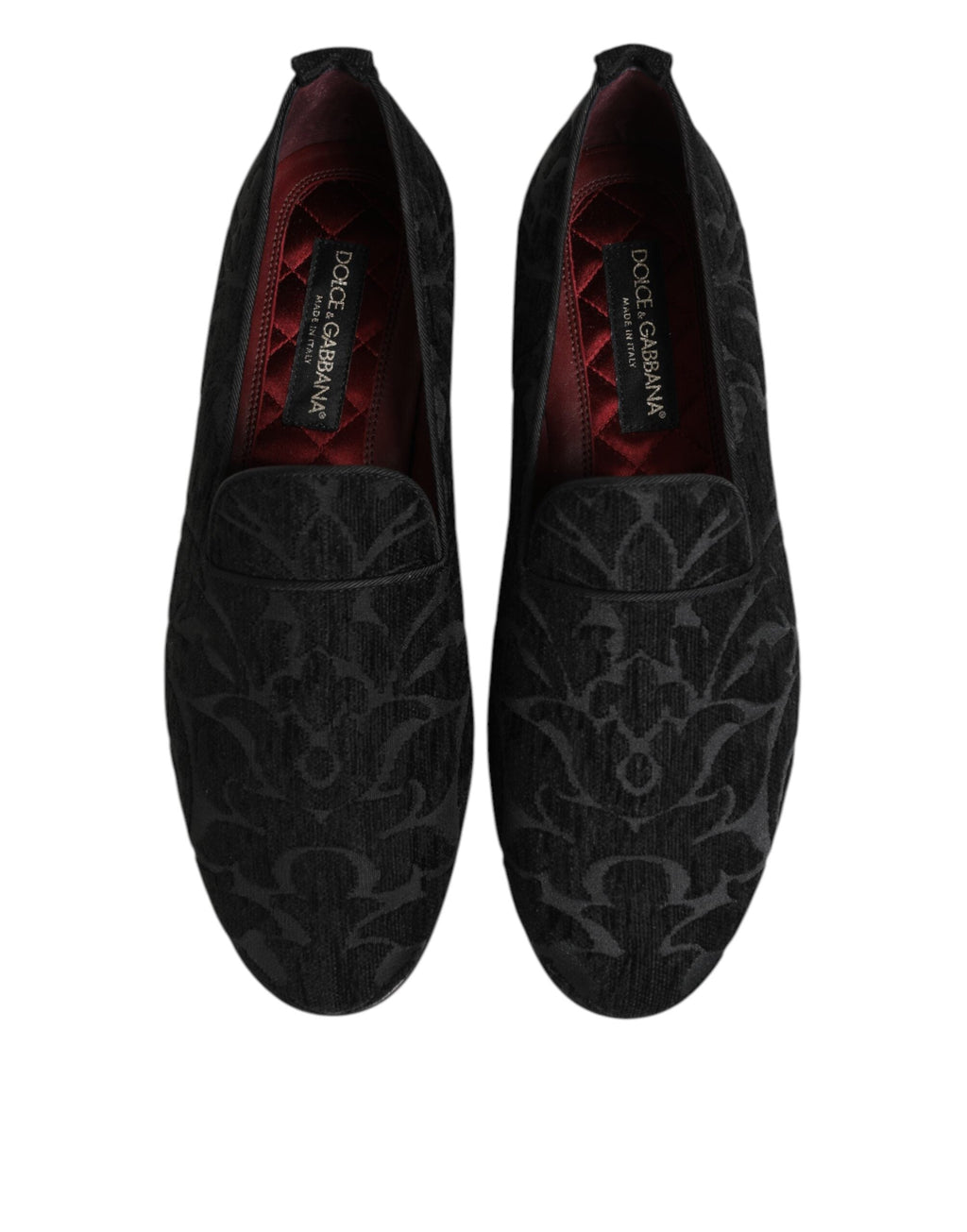 Dolce & Gabbana Schwarz Brokat Loafers Slip On Männer Kleid Schuhe