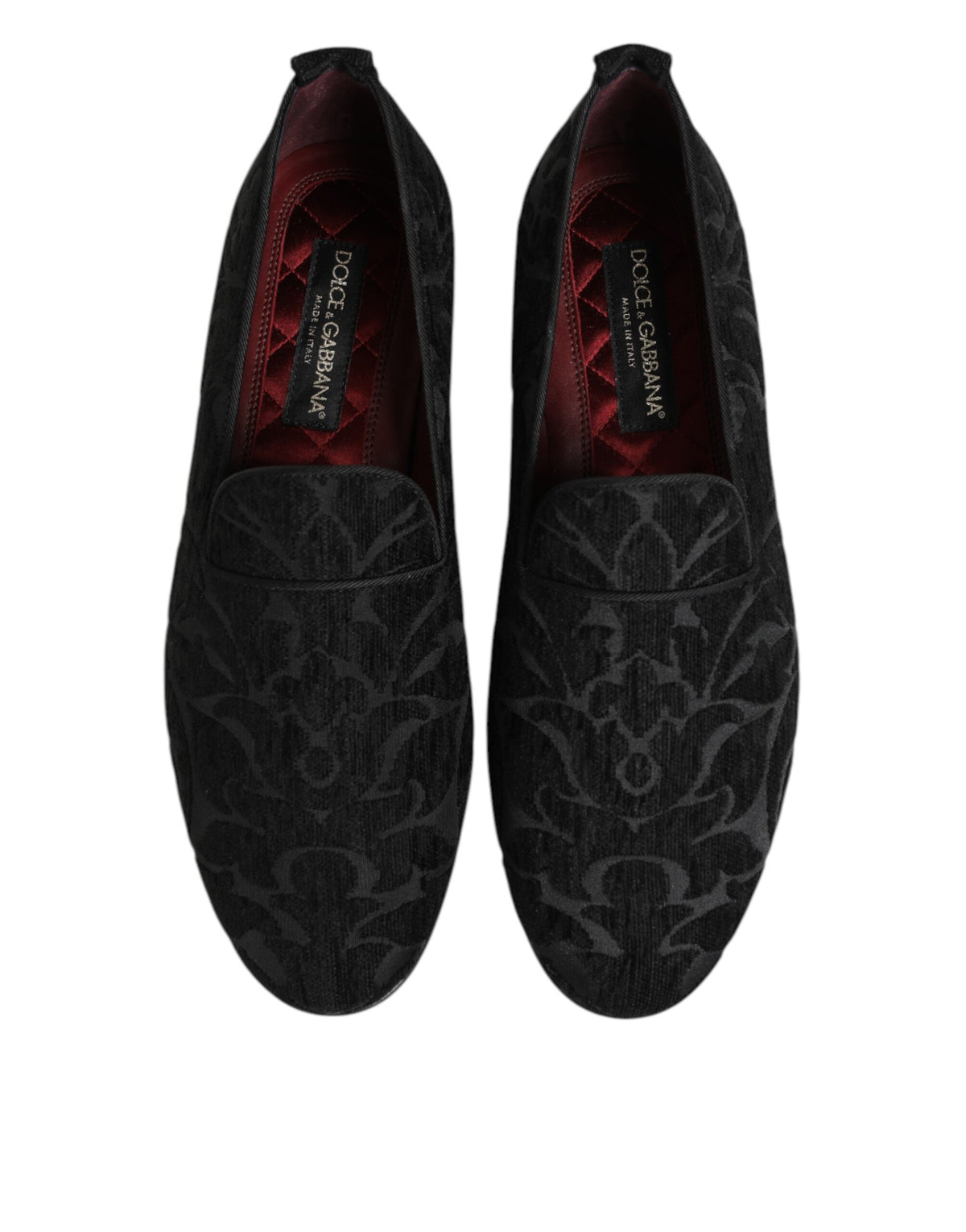 Dolce & Gabbana Schwarze Brokat-Slipper Herren Anzugschuhe