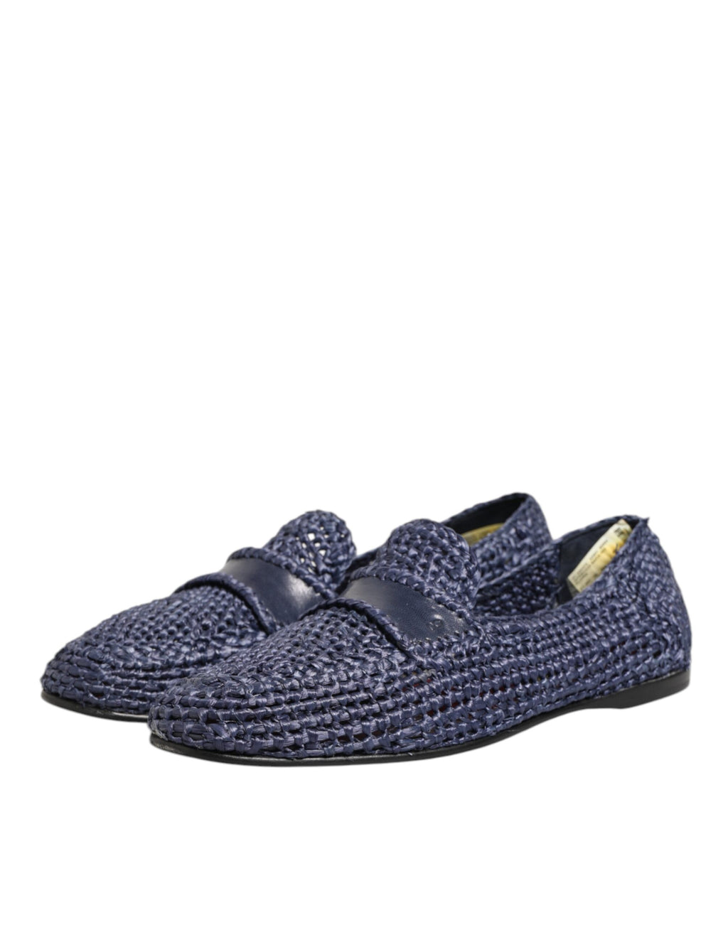 Dolce & Gabbana Blaue gewebte Leder Slipper Männer Schuhe