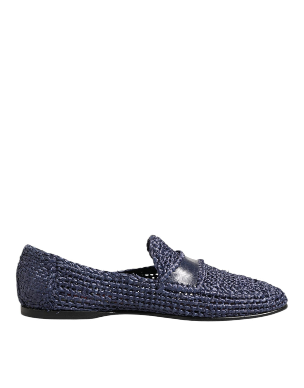 Dolce & Gabbana Blaue gewebte Leder Slipper Männer Schuhe