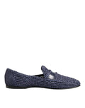 Dolce & Gabbana Blue Woven Leather Slip On Loafers Men Shoes