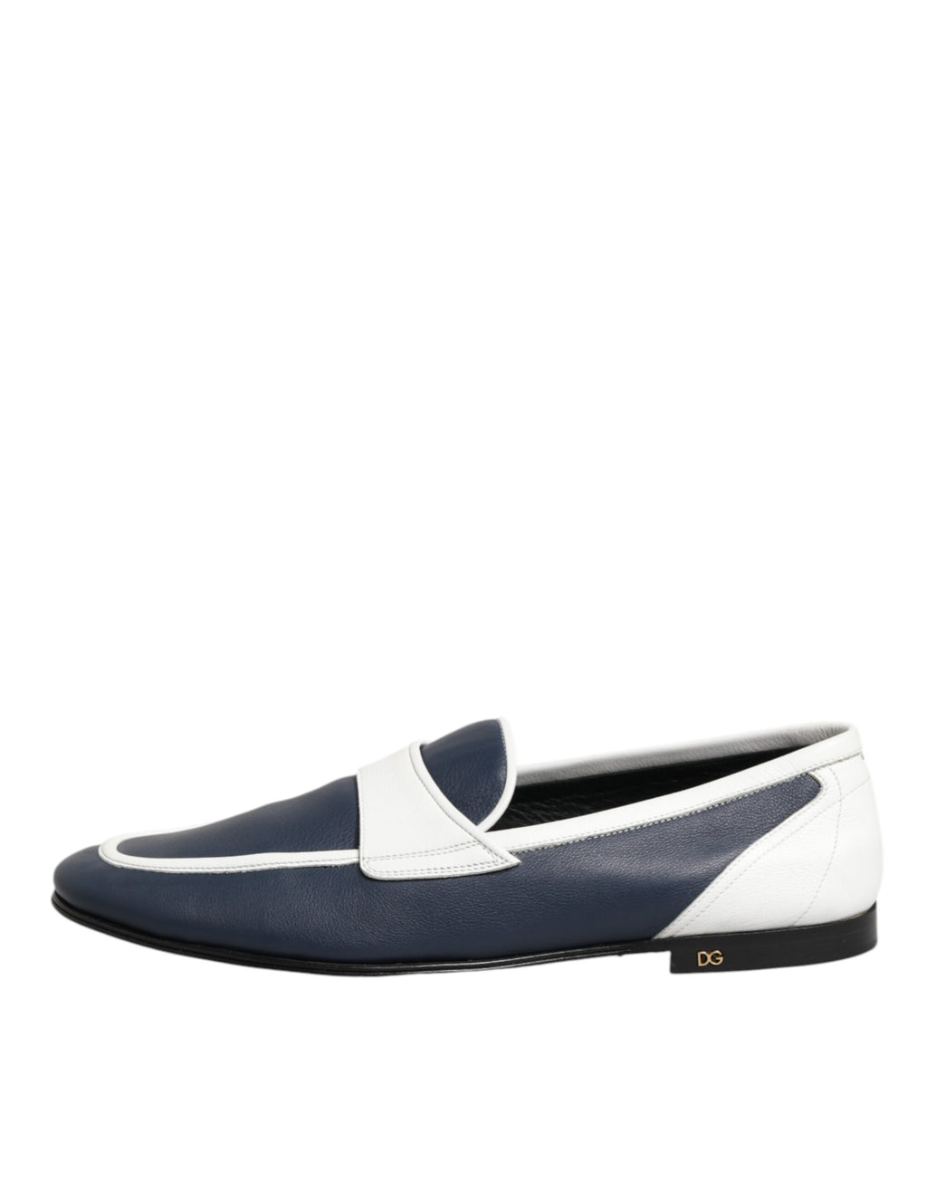 Dolce & Gabbana Weiß Blau Leder Slip On Loafers Männer Formelle Schuhe