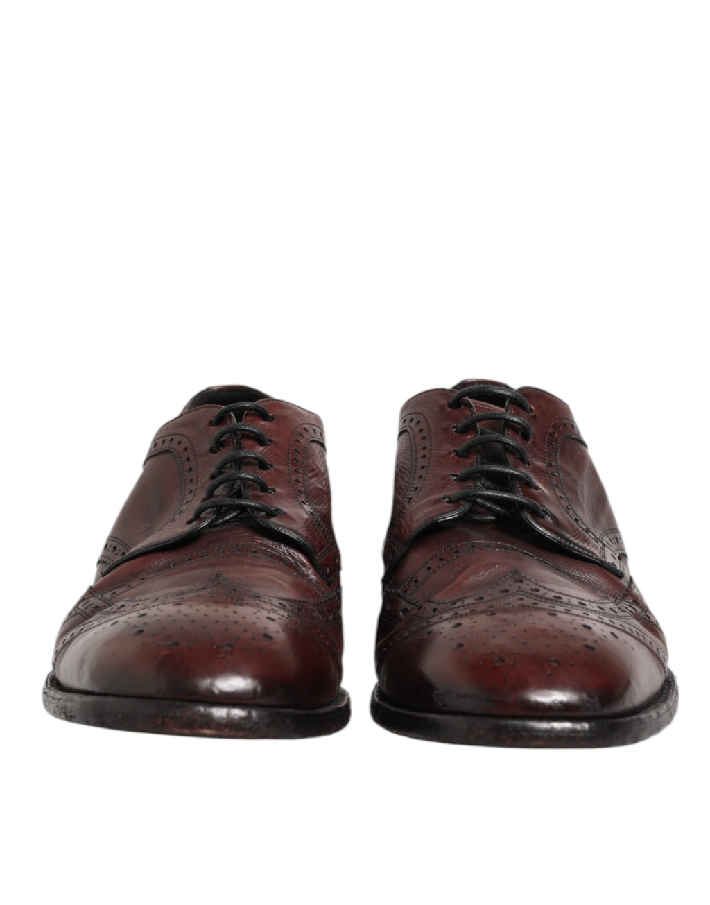 Dolce & Gabbana Bordeaux Leder Schnürschuhe Derby