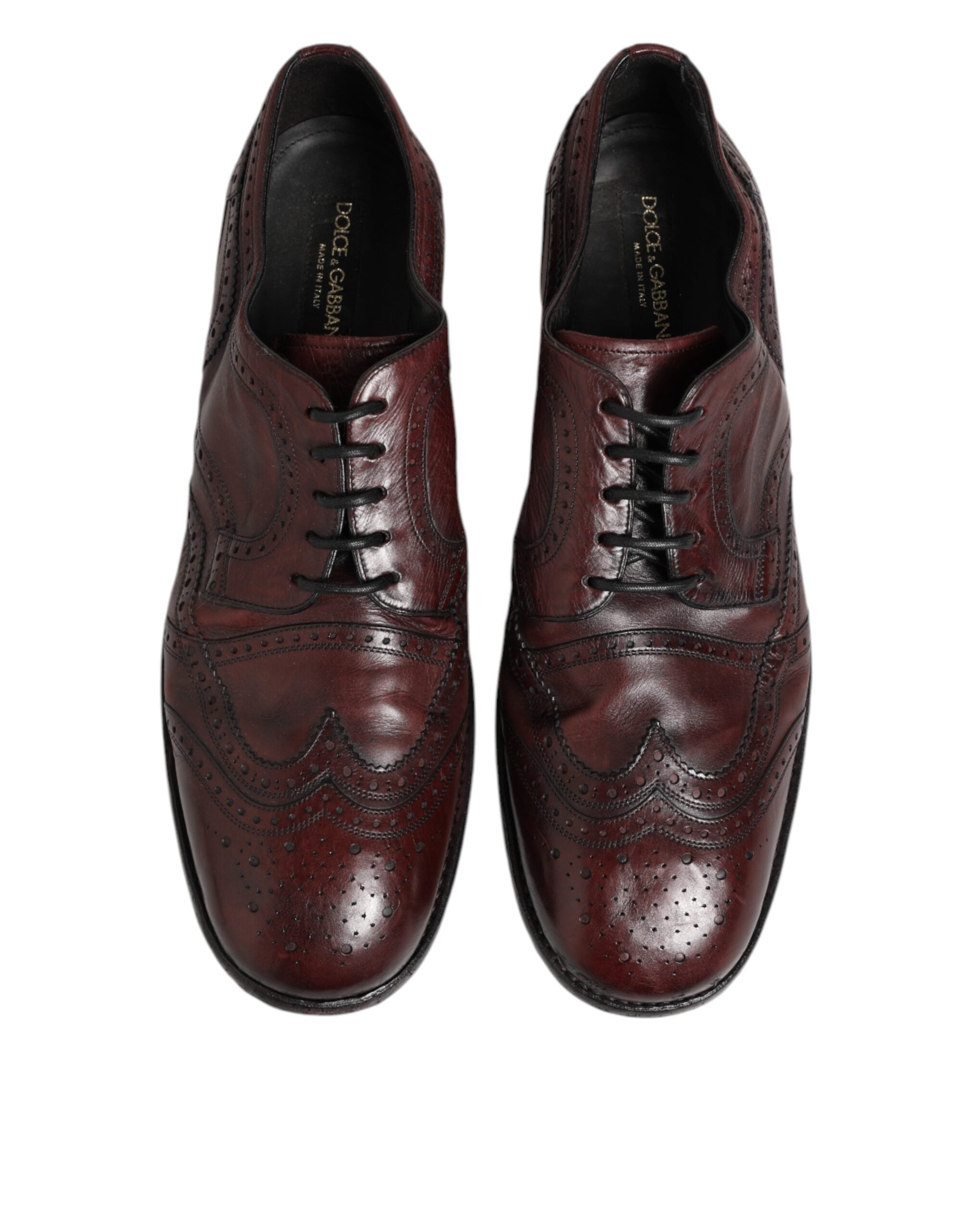 Dolce & Gabbana Bordeaux Leder Schnürschuhe Derby