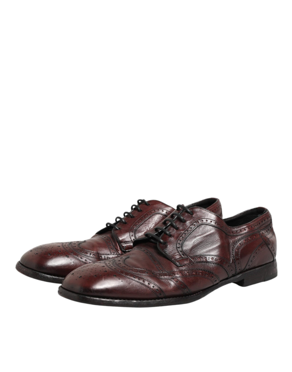 Dolce & Gabbana Bordeaux Leder Schnürschuhe Derby