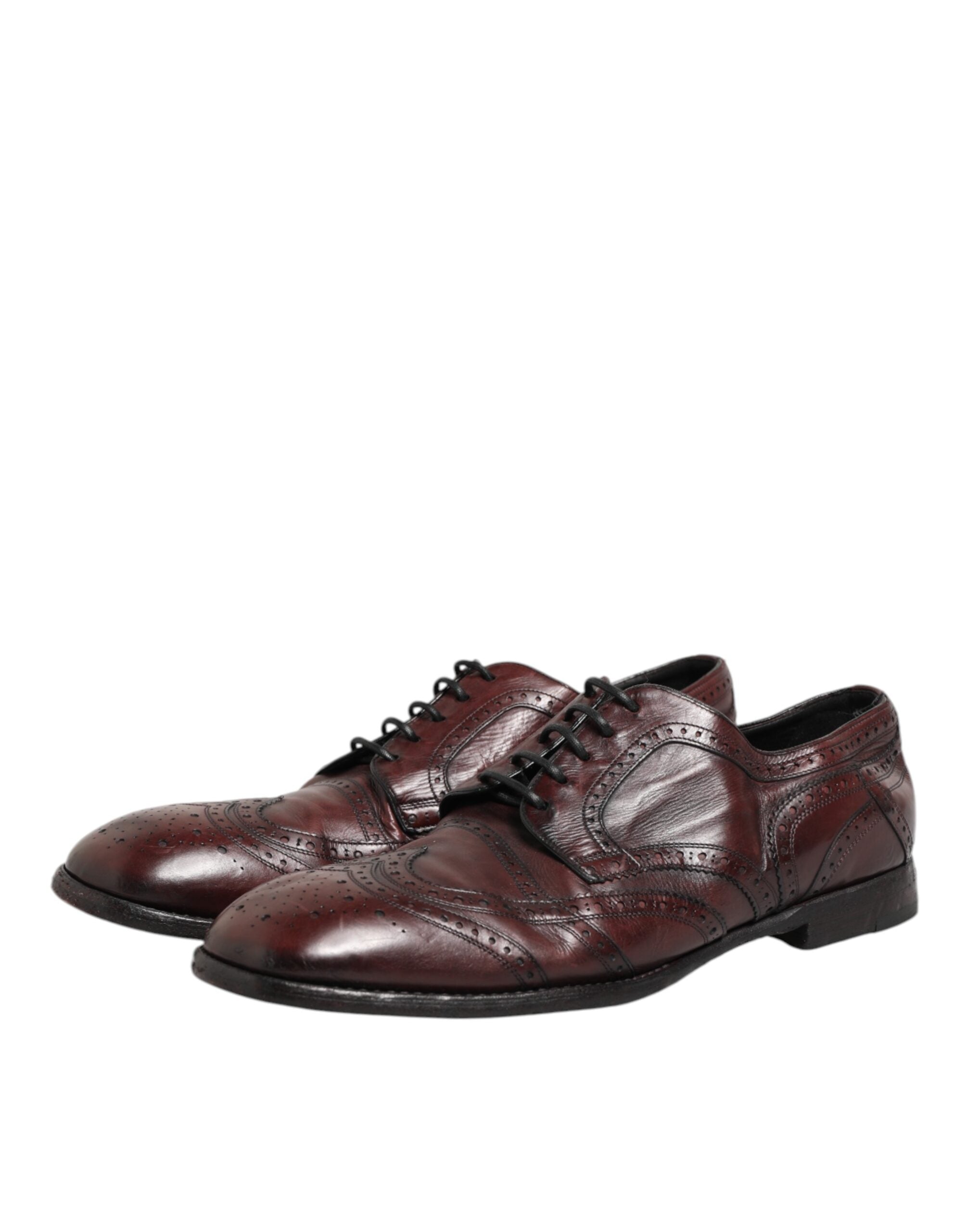 Dolce & Gabbana Bordeaux Leder Schnürschuhe Derby