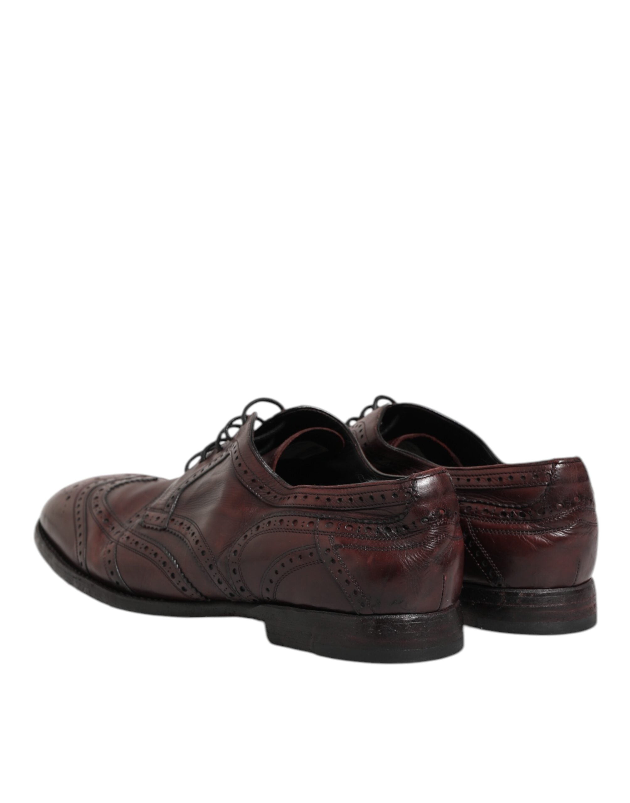 Dolce & Gabbana Bordeaux Leder Schnürschuhe Derby