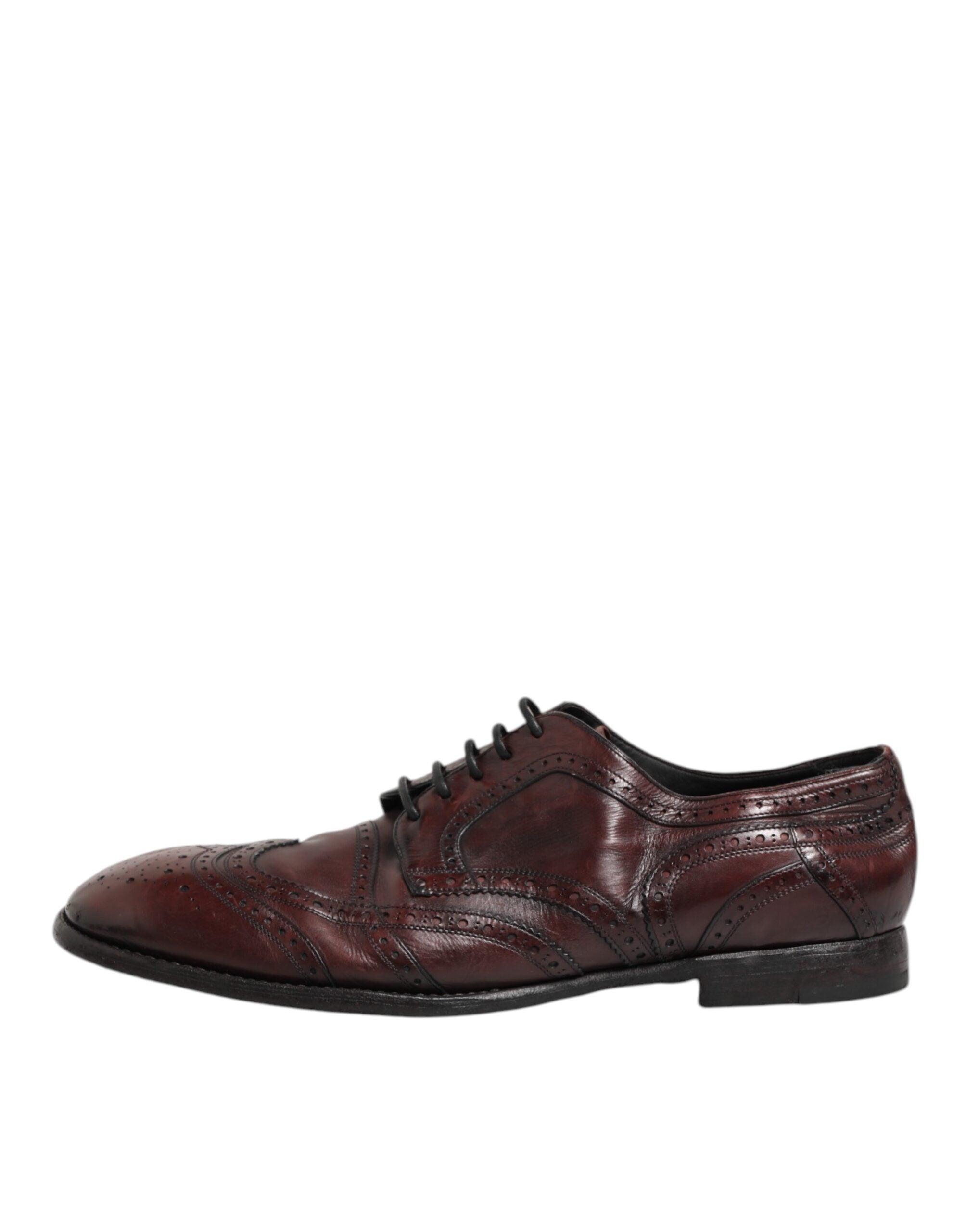 Dolce & Gabbana Bordeaux Leder Schnürschuhe Derby