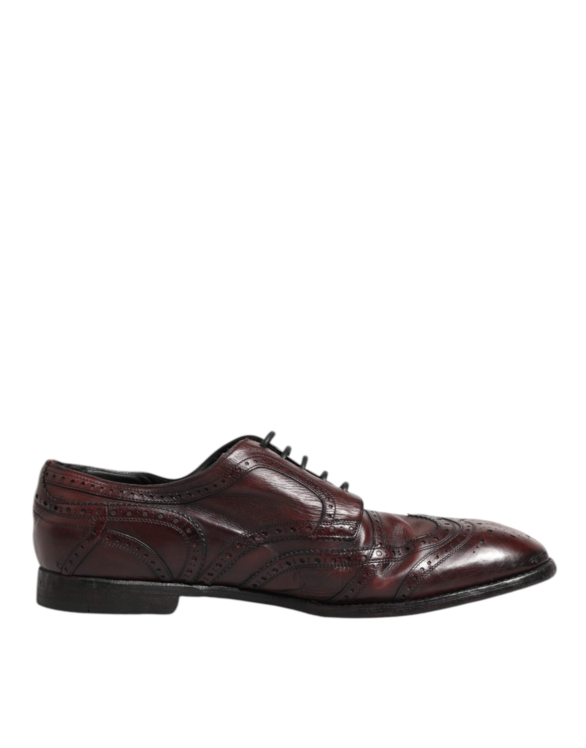 Dolce & Gabbana Bordeaux Leder Schnürschuhe Derby