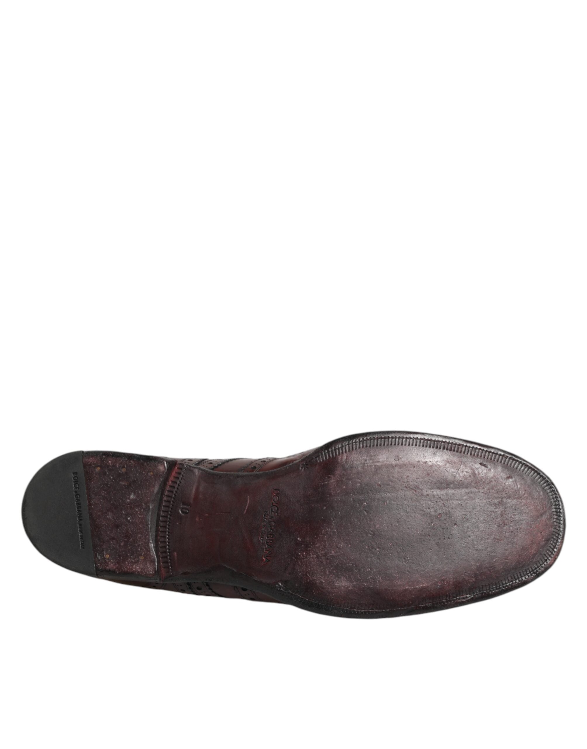 Dolce & Gabbana Bordeaux Leder Schnürschuhe Derby