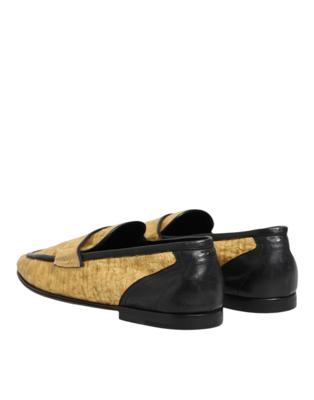Dolce & Gabbana Gelb Schwarz Leder Slipper Schuhe