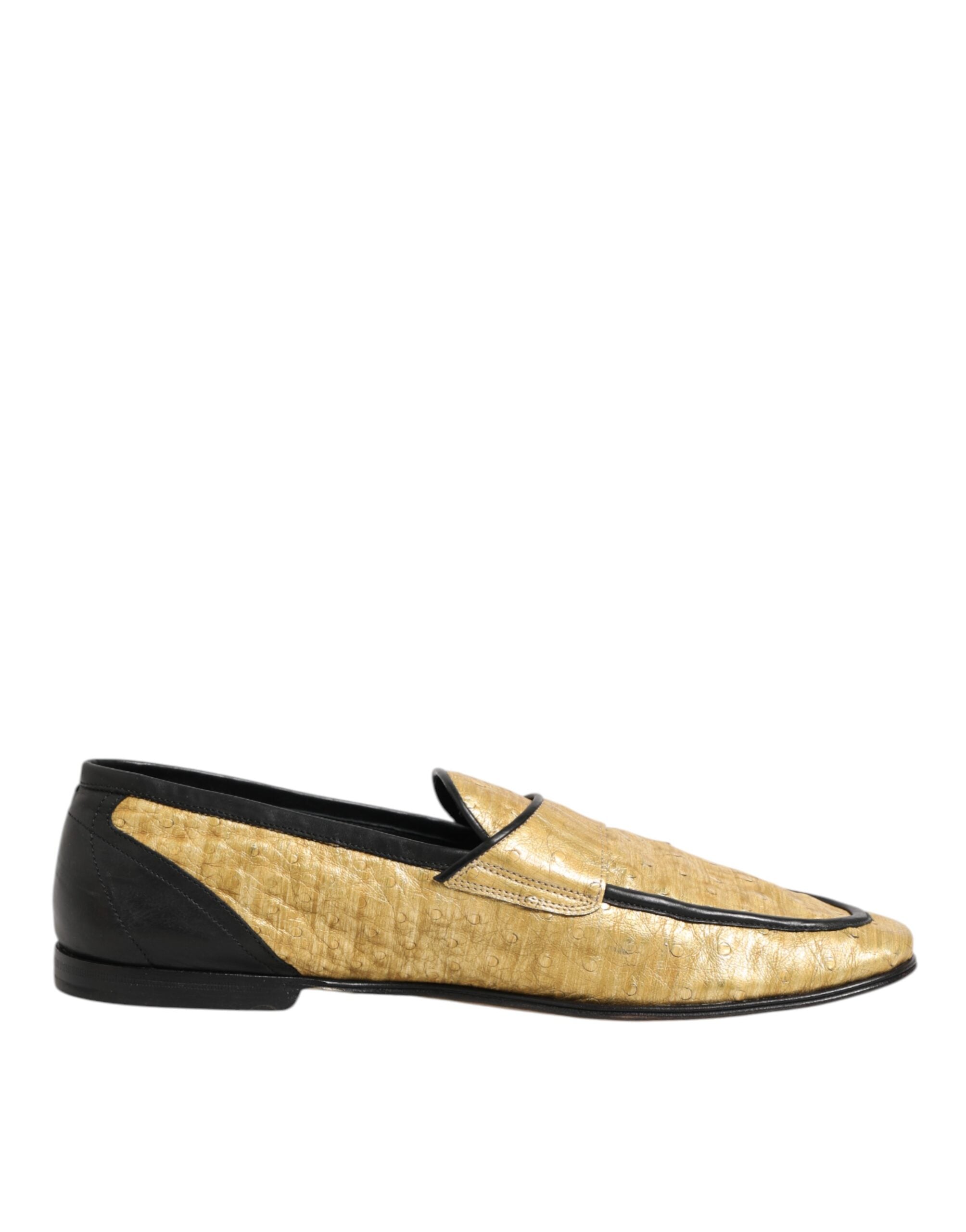 Dolce & Gabbana Gelb Schwarz Leder Slipper Schuhe