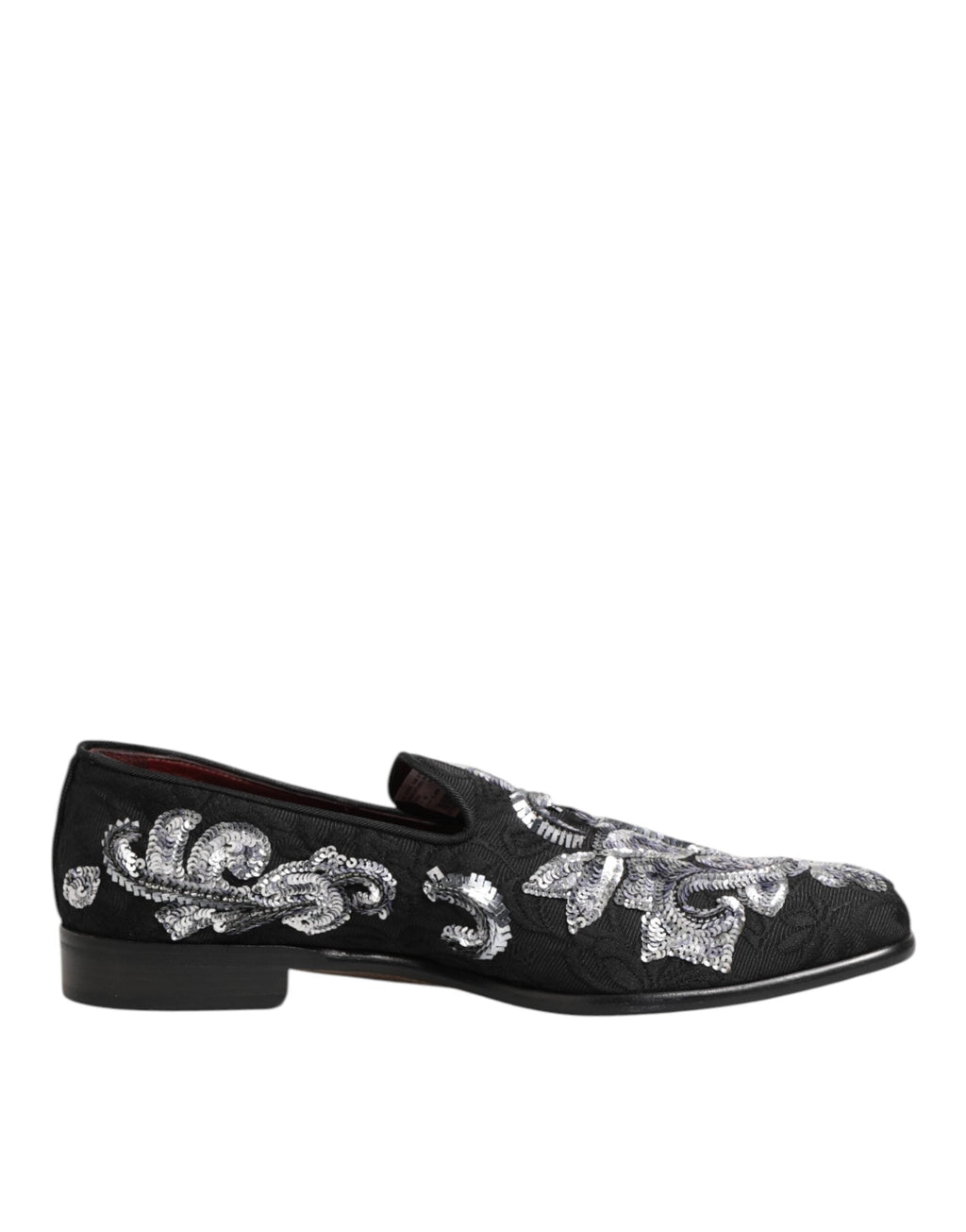 Dolce & Gabbana Schwarz Silber Pailletten Loafers Männer Kleid Schuhe