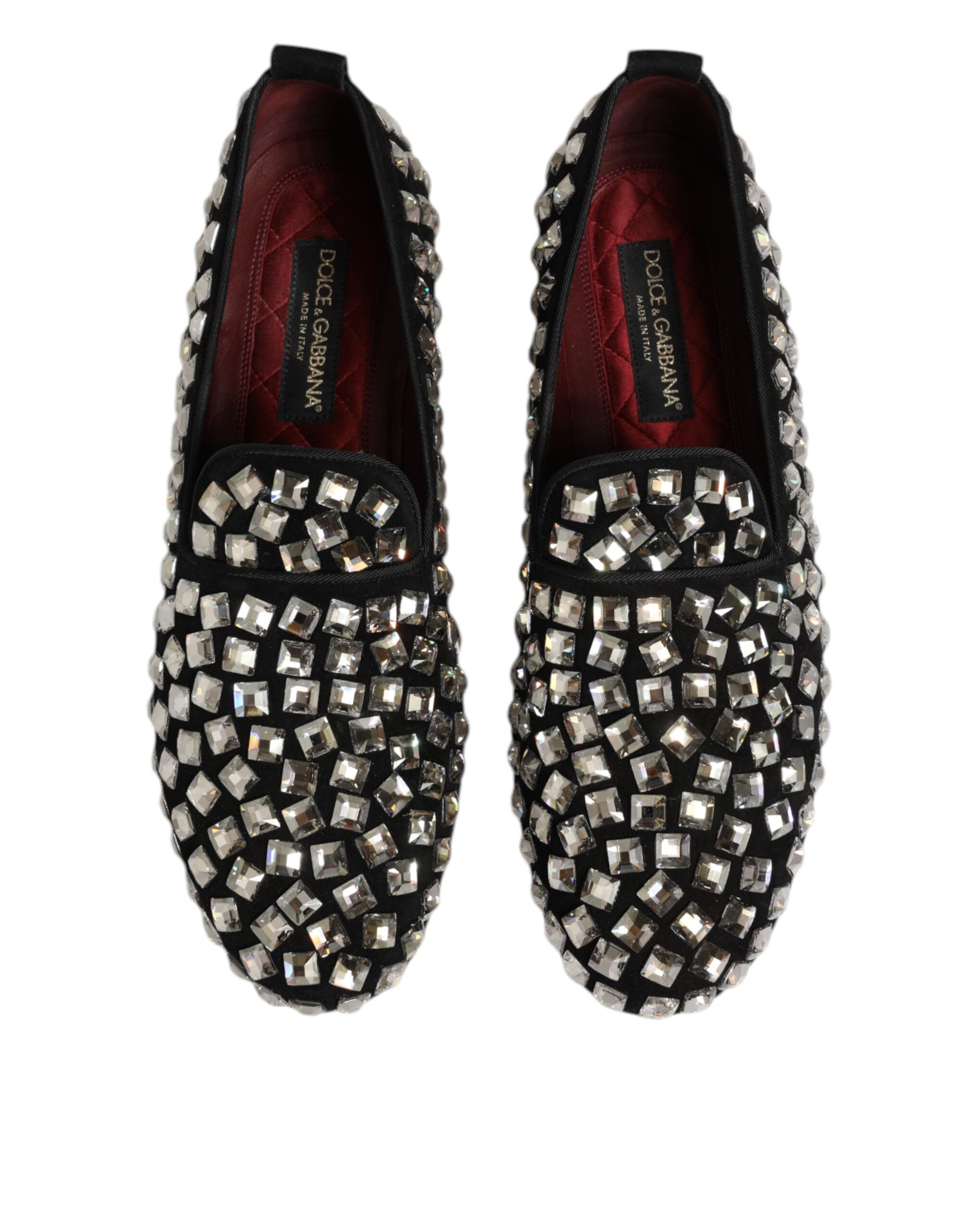 Dolce & Gabbana Schwarz Wildleder Kristalle Loafers Männer Kleid Schuhe