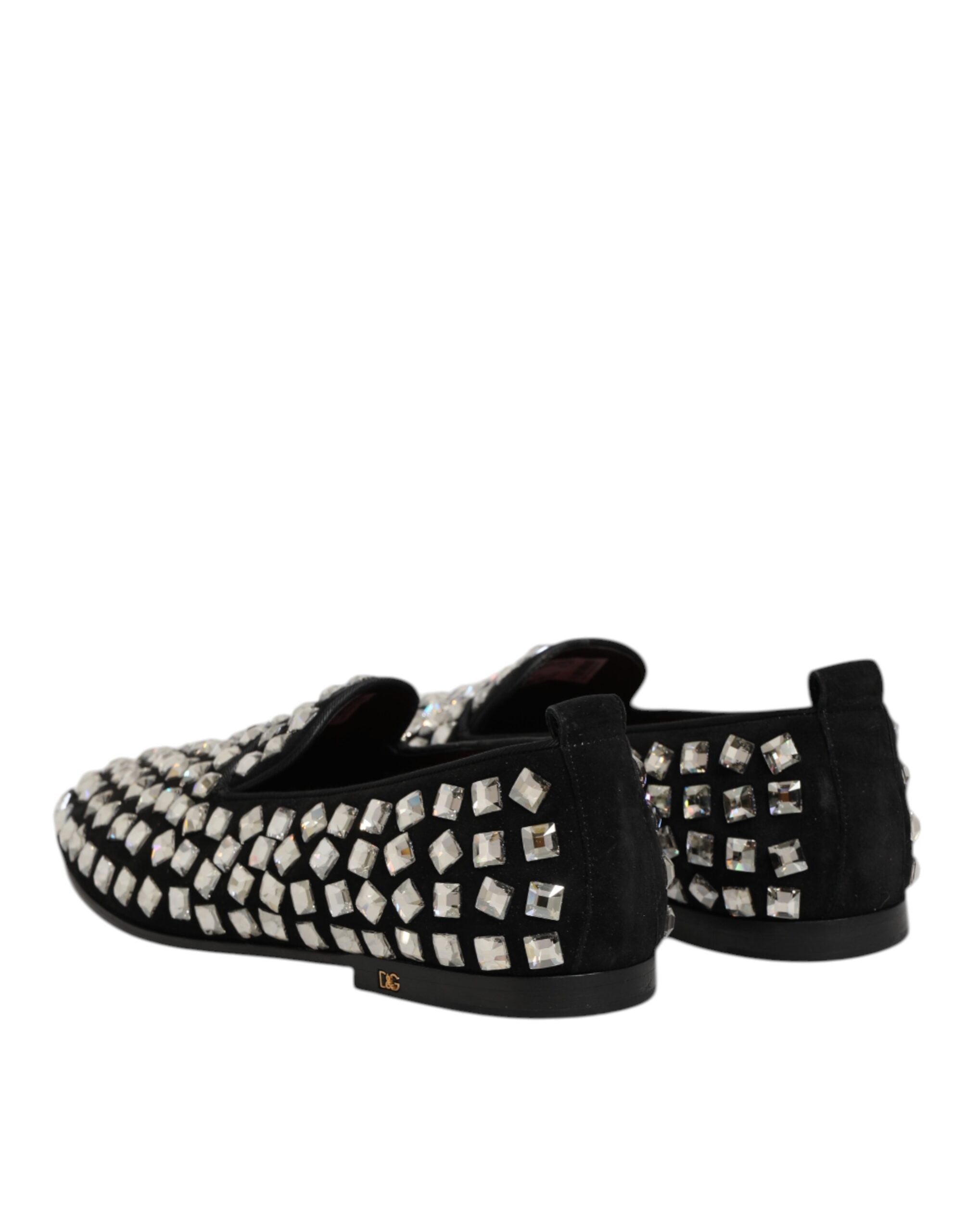 Dolce & Gabbana Schwarz Wildleder Kristalle Loafers Männer Kleid Schuhe