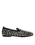 Dolce & Gabbana Black Suede Crystals Loafers Men Dress Shoes
