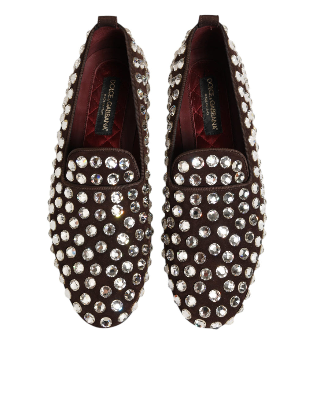 Dolce & Gabbana Bordeaux Wildleder Crystals Loafers Kleid Schuhe
