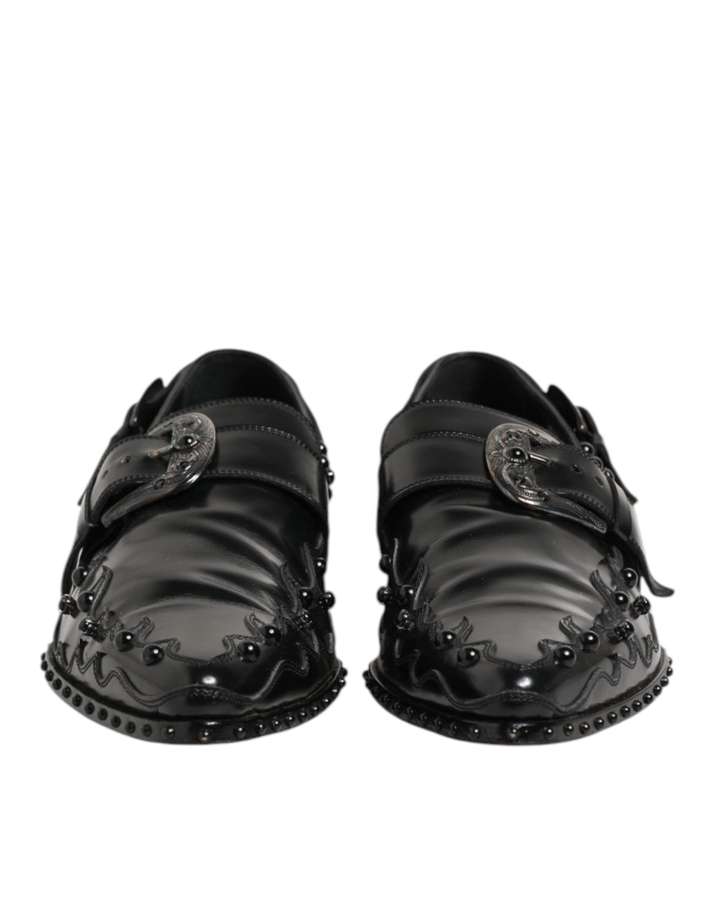 Dolce & Gabbana Schwarz verschönerte Kleid Monk Strap Schuhe