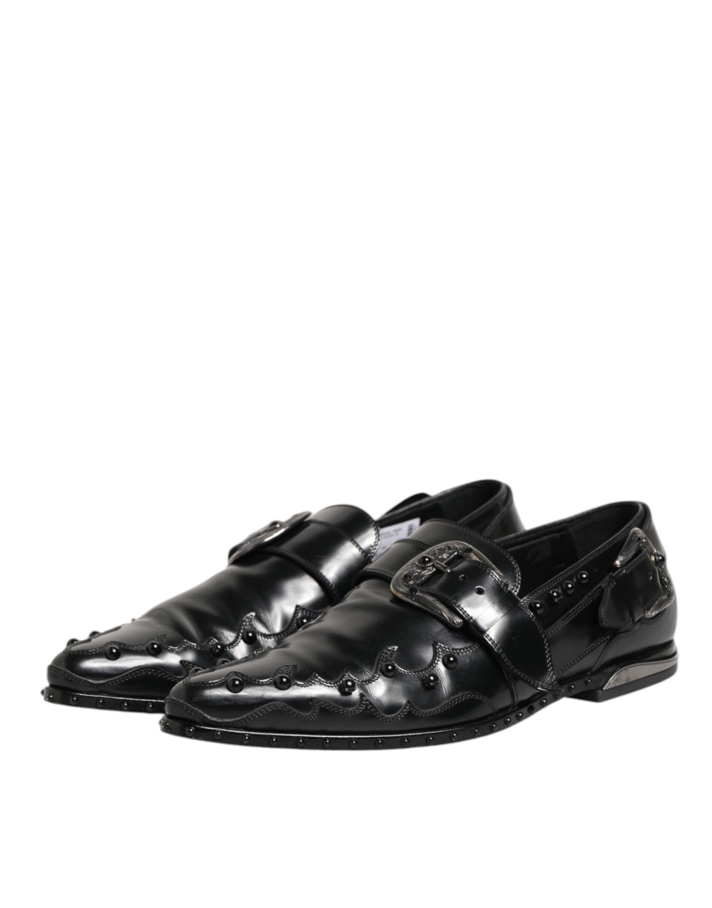 Dolce & Gabbana Schwarz verschönerte Kleid Monk Strap Schuhe