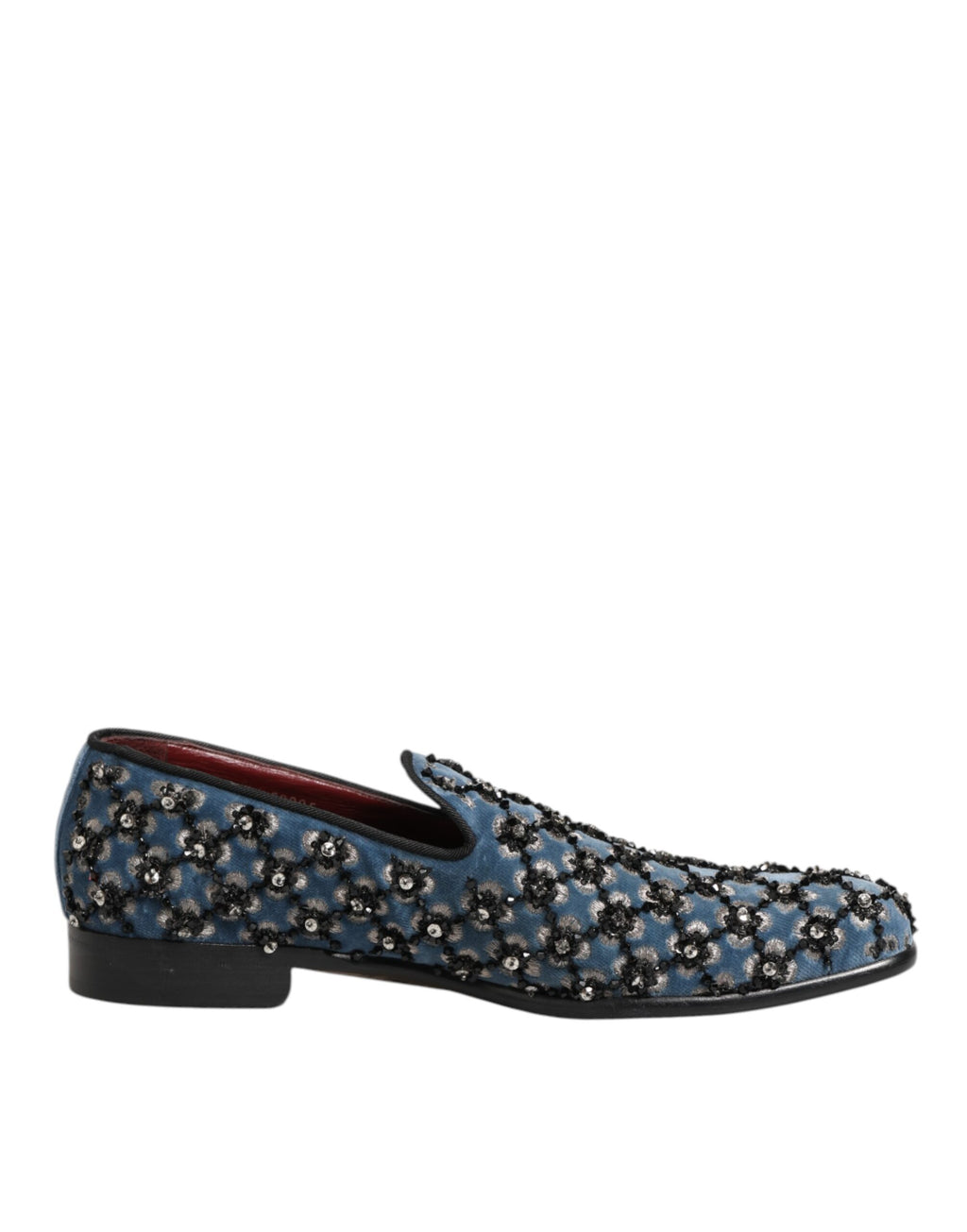 Dolce & Gabbana Blauer Samt Crystal Detailing Loafer Männer Schuhe